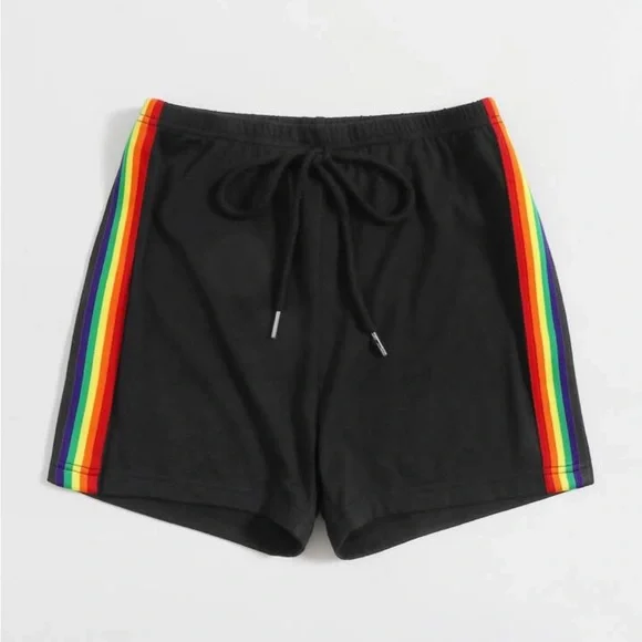 High wasted rainbow stripe shorts Size Small - Picture 4 of 5
